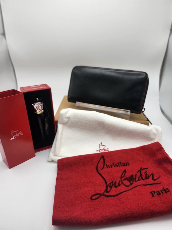 Christian Louboutin Handbags - Authentic Preloved Christian Louboutin Black Leather Zip Wallet & Lipstk Bundle